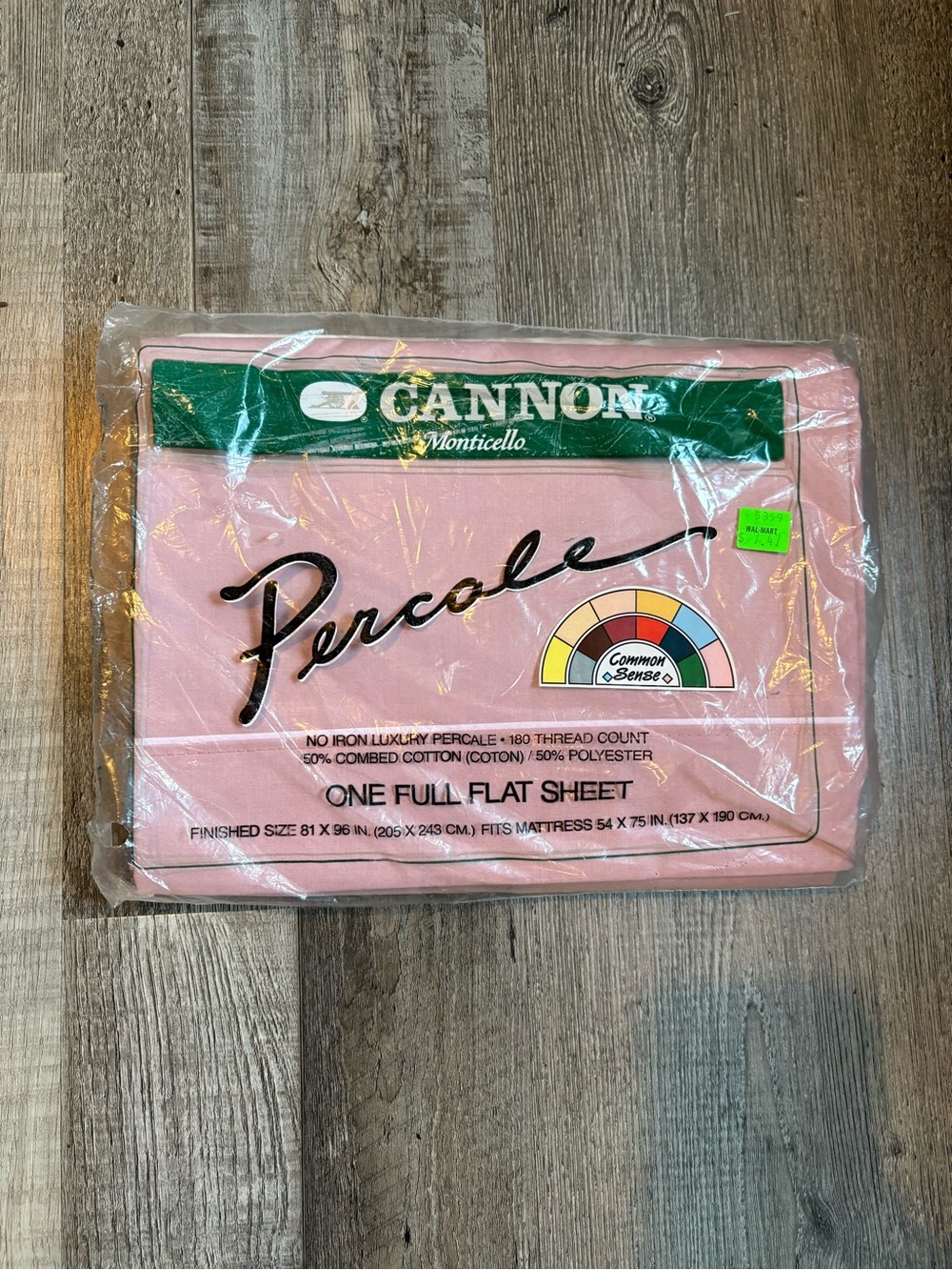 Vintage Cannon Monticello Percale Dusty Rose Pink Full Flat Double Bed Sheet NEW